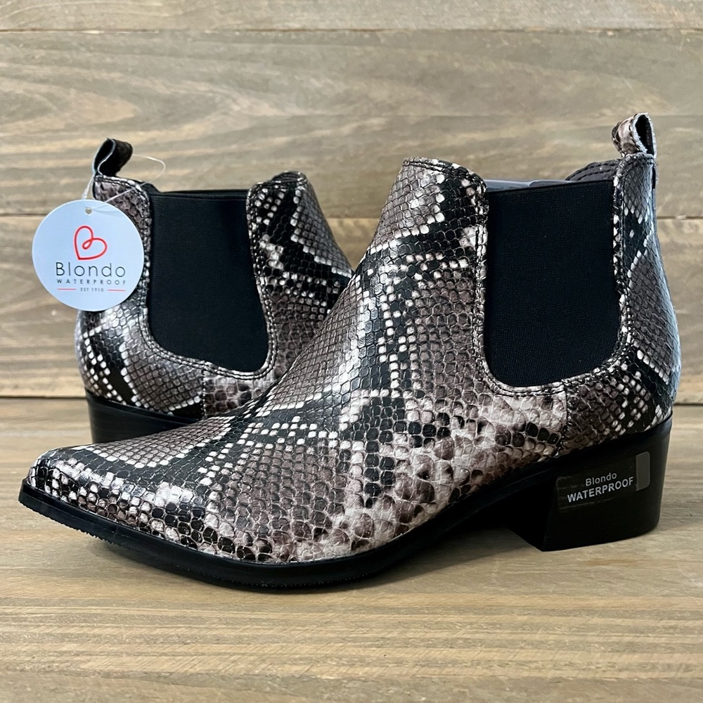 Blondo/Steve Madden 7 Emilia Waterproof Leather Snake Print Chelsea Boot